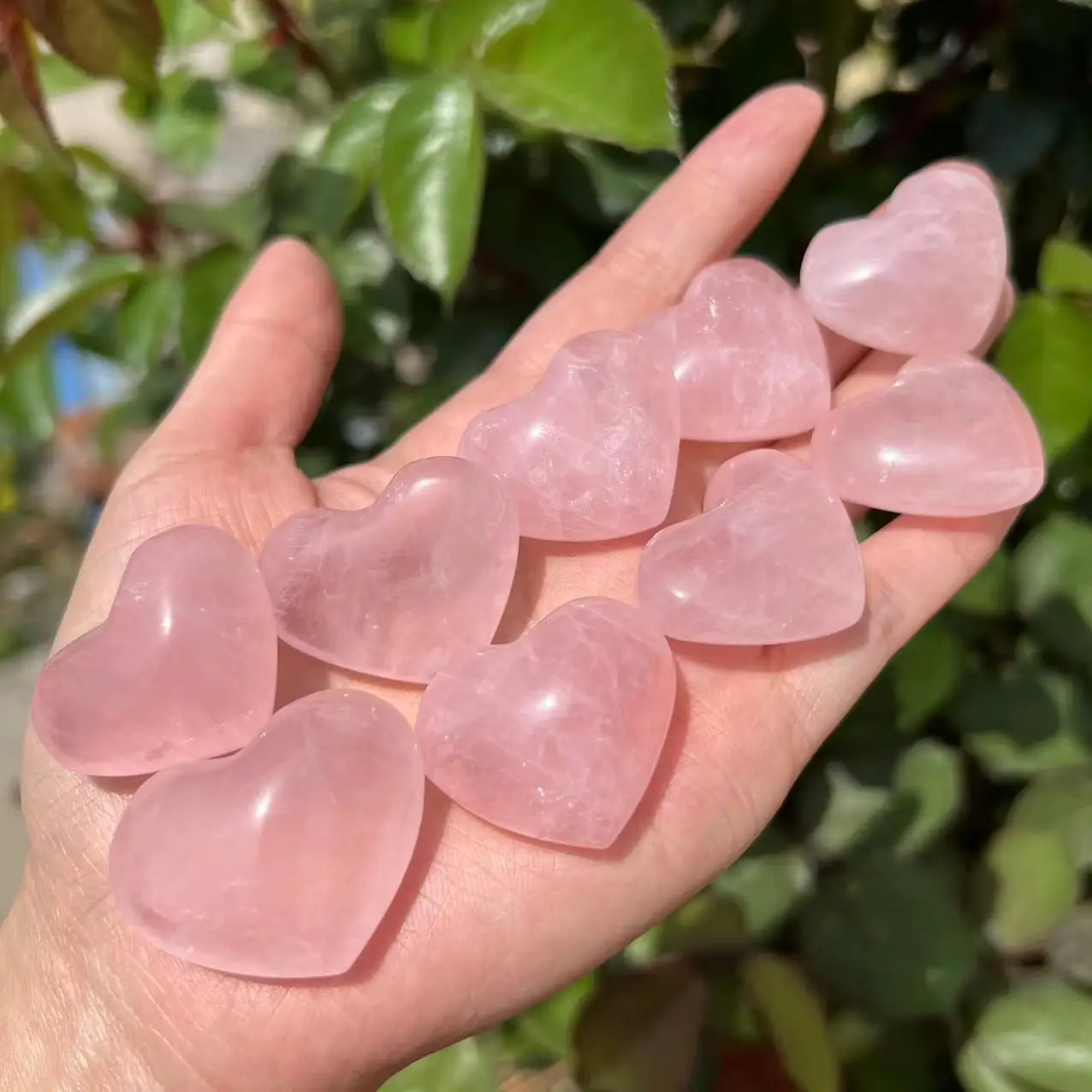 Natural Rose Quartz Crystal Pink Quartz Heart Shaped Crystal DIY Making Necklace Pendant Jewelry Gift