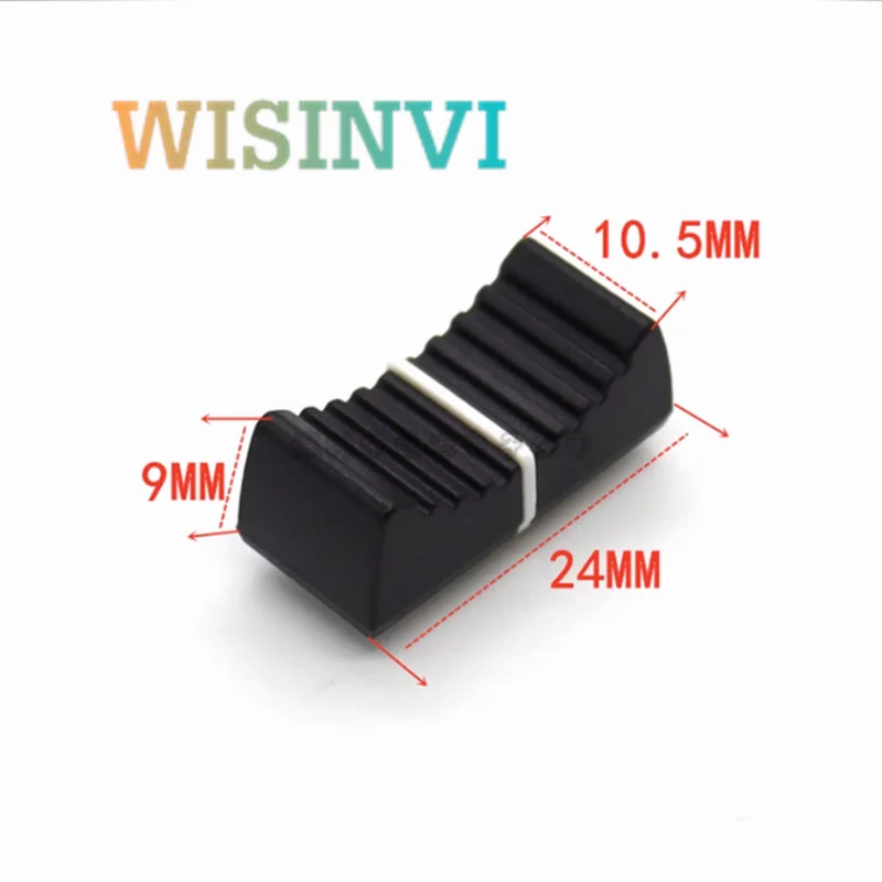 Bild 5: 10 Stück 24*10,5*9mm Gerade Schiebepotentiometer-Mischpult-Druckstange mit Kunststoffkappe, Konsolen-Lautstärkeregler, Innenloch 4MM Schlitz