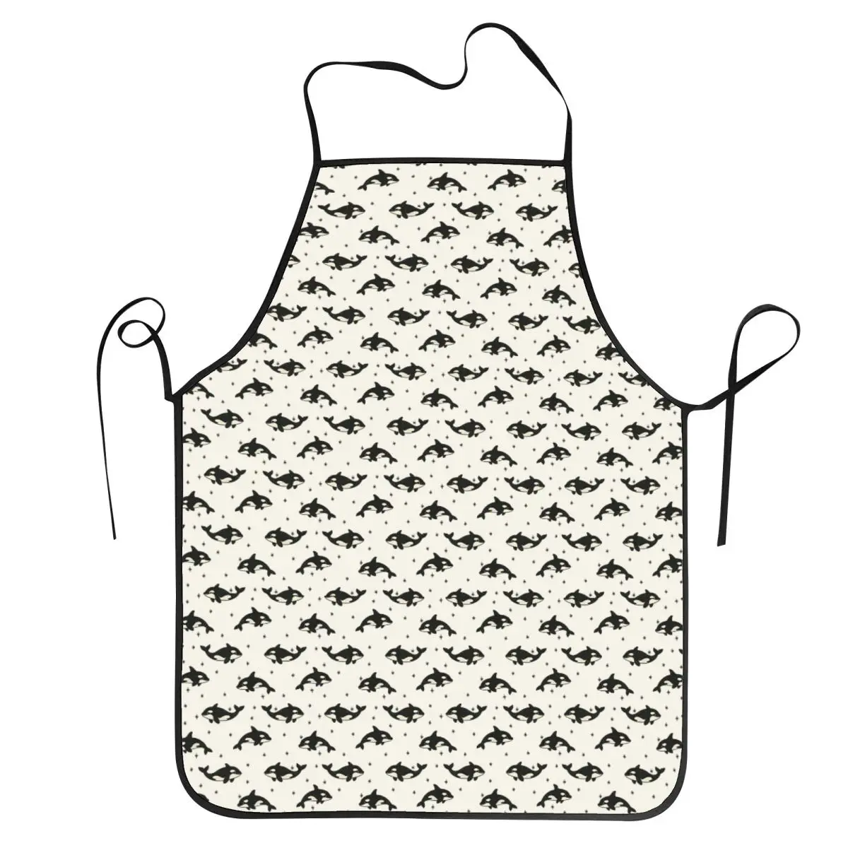 Killer Whale Orca Pattern Apron Chef Baking Tablier Waterproof Bib Kitchen Cleaning Pinafore for Women Men Gardening