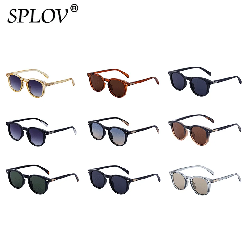 Ins Mode runde Sonnenbrille Frauen Retro Nieten Männer fahren Schatten Farbverlauf dunkelgrün neue Marke Sonnenbrille Punk Brillen uv400