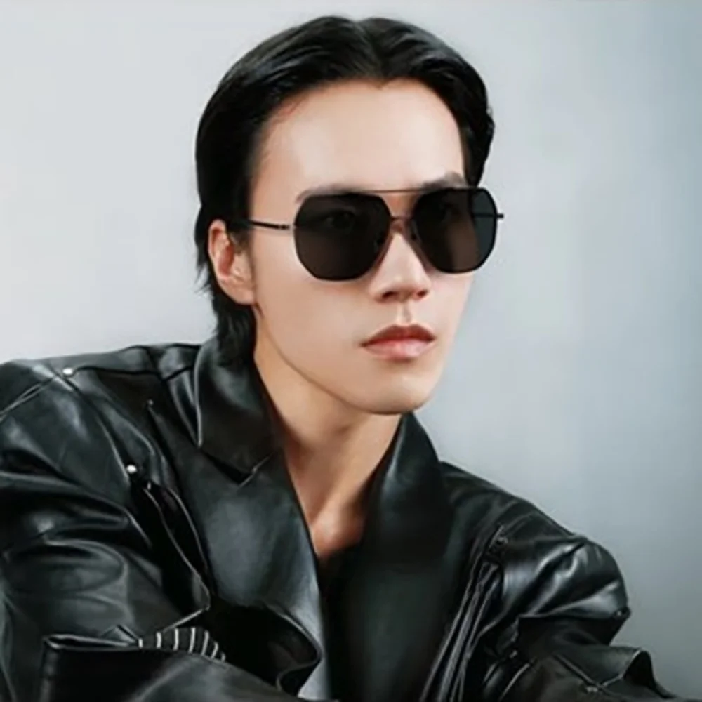 Multicolor Large Frame Sun Glasses Lightweight Fashion Alloy Polygonal Sunglasses Vintage UV Protection Men UV400 Eyewear