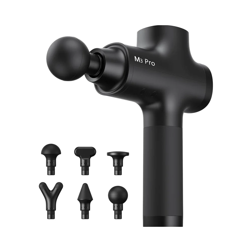 Powerful Quiet Black Fascia 4-8 Hours Long Battery Life Handheld Percussive Massage  6 Massage Heads 30 Speed Levels Full