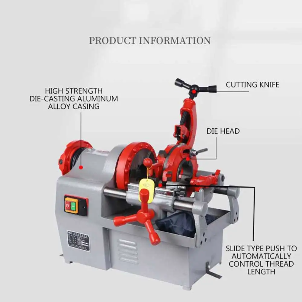Electric Wire Threading Machine Fire Water Pipe Gas Steel Pipe Twisting Wire Fast Opening Machine 1/2"-2" Wire Machine