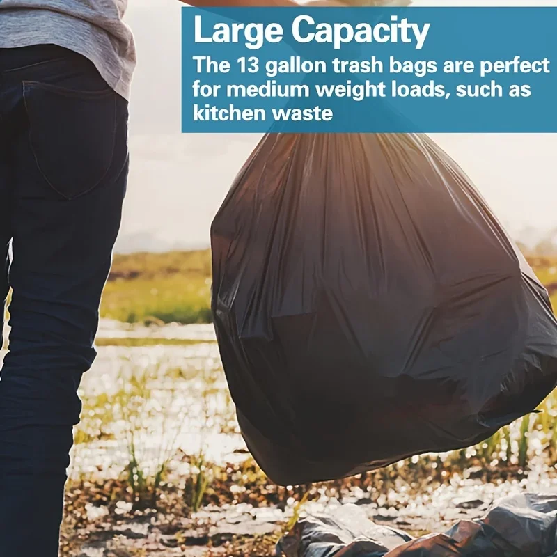 20pcs 39 Gallon BIG holding rope string up Large trash bags Kitchen garbage bags backyard leaves bag(39x43inch)