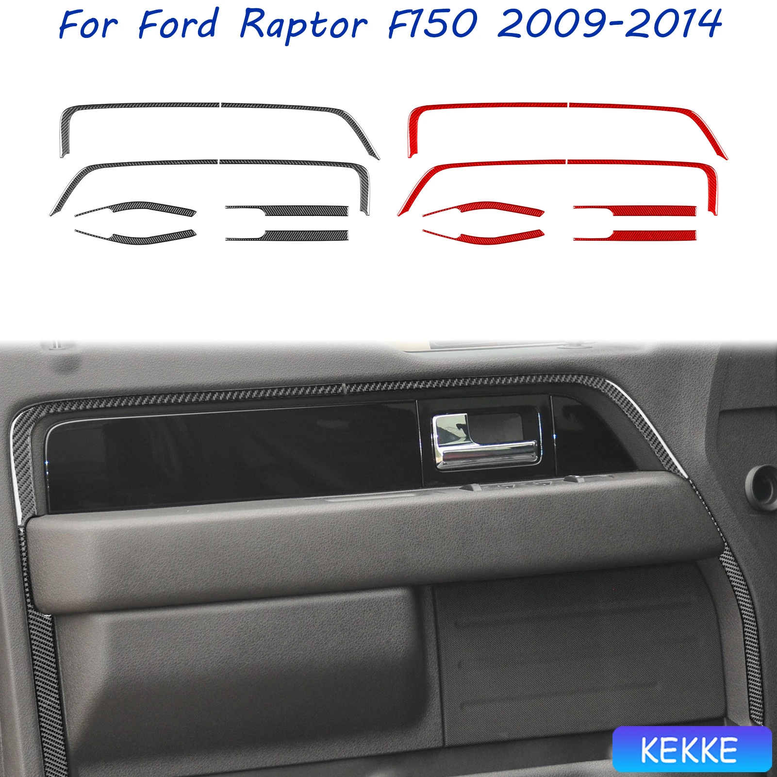 

For Ford F150 Raptor 2009-2014 Carbon Fiber Front Door Handle Storage Frame Accessories Interior Cover Tuning Stickers Auto Trim