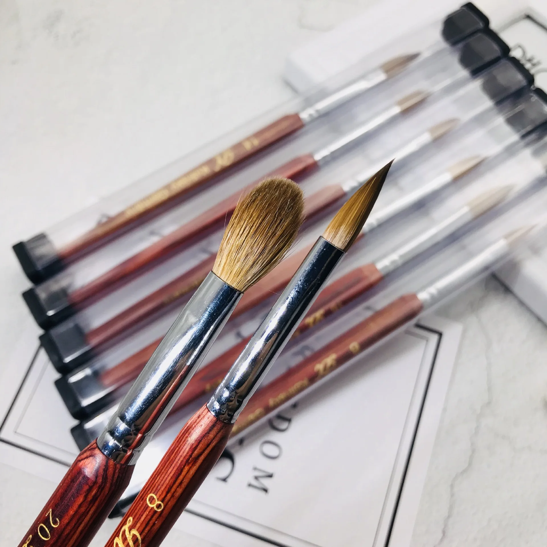 1Pcs 100% Kolinsky Sable Nail Art Brush Acrylic Liquid Powder Tool Wooden Handle Copper Tube For Professional Nail Technicians