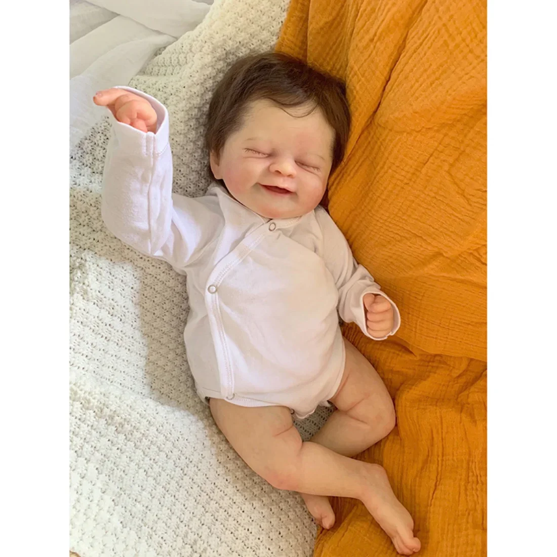 Bebe Alisha Already Finished Reborn Baby Dolls Smiling Face  Real Life Newborn Sleeping Doll for Children Kids Toys Gifts