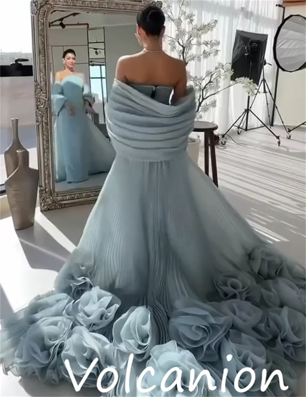 Personalizado casual simples jérsei flor plissado a linha fora do ombro vestidos longos sob medida ocasião combinando