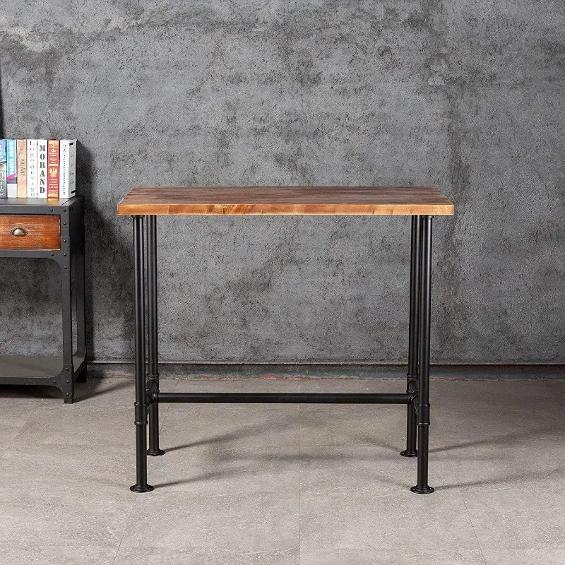 DIY Industrial Design Pipe Dining Table, Casual Pub Bar Table, Laptop Table, Madeira e Metal Retangular Mesa de Jantar, Estúdio Moderno