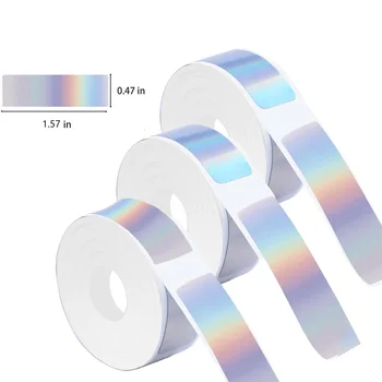 เทปเลเซอร์ฉลาก 12x40 มม.เหนียวใช้งานร่วมกับ D30 แบบพกพาเครื่องพิมพ์เทปป้ายพิมพ์กระดาษสําหรับสํานักงาน Holographic SILVER