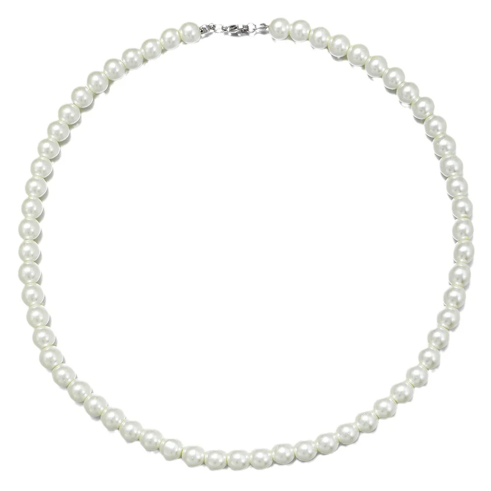 6MM French Retro Men\'s Pearl Chain Necklace Fashion Jewelry Accessories