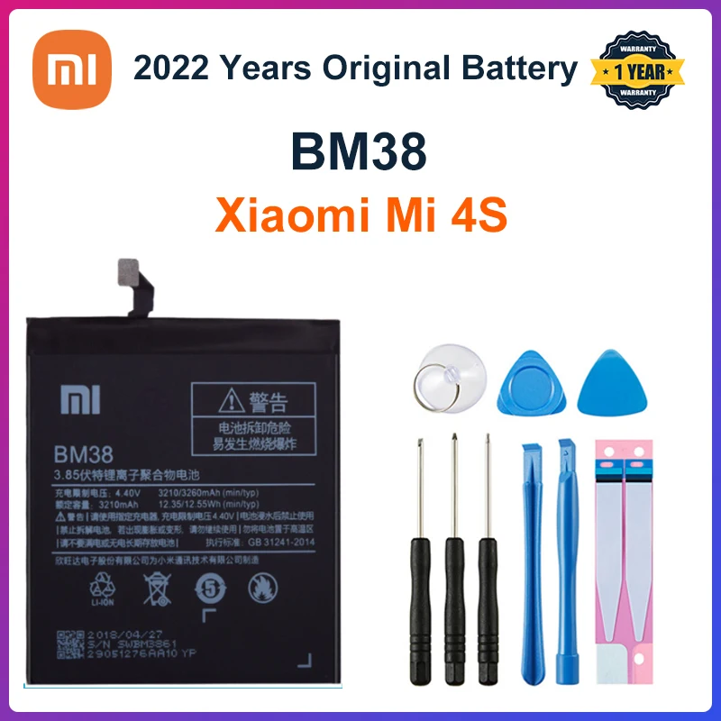 Оригинальный запасной аккумулятор XiaoMi BM38 для Xiaomi Mi 4S M4s 100% Новый оригинальный аккумулятор для телефона 3260 мАч