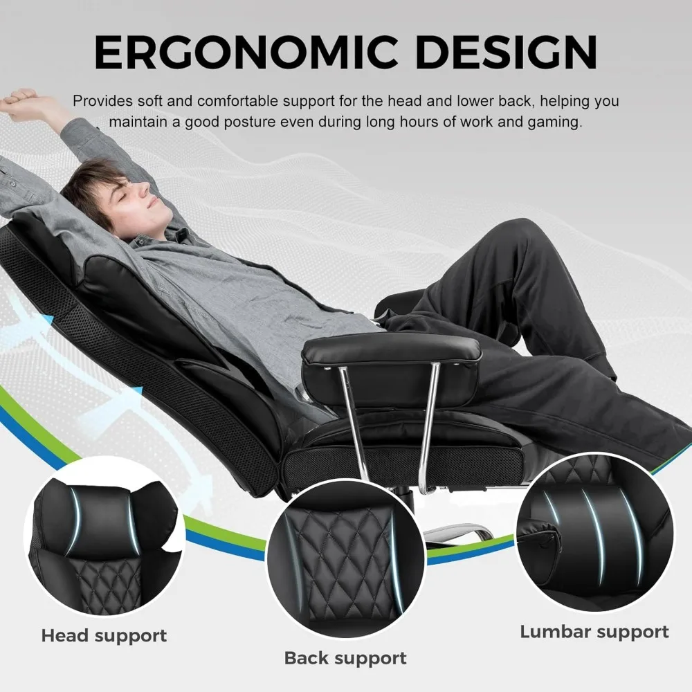 Silla ergonómica de soporte lumbar con resorte de bolsillo: cómoda silla ancha para computadora de oficina de escritorio