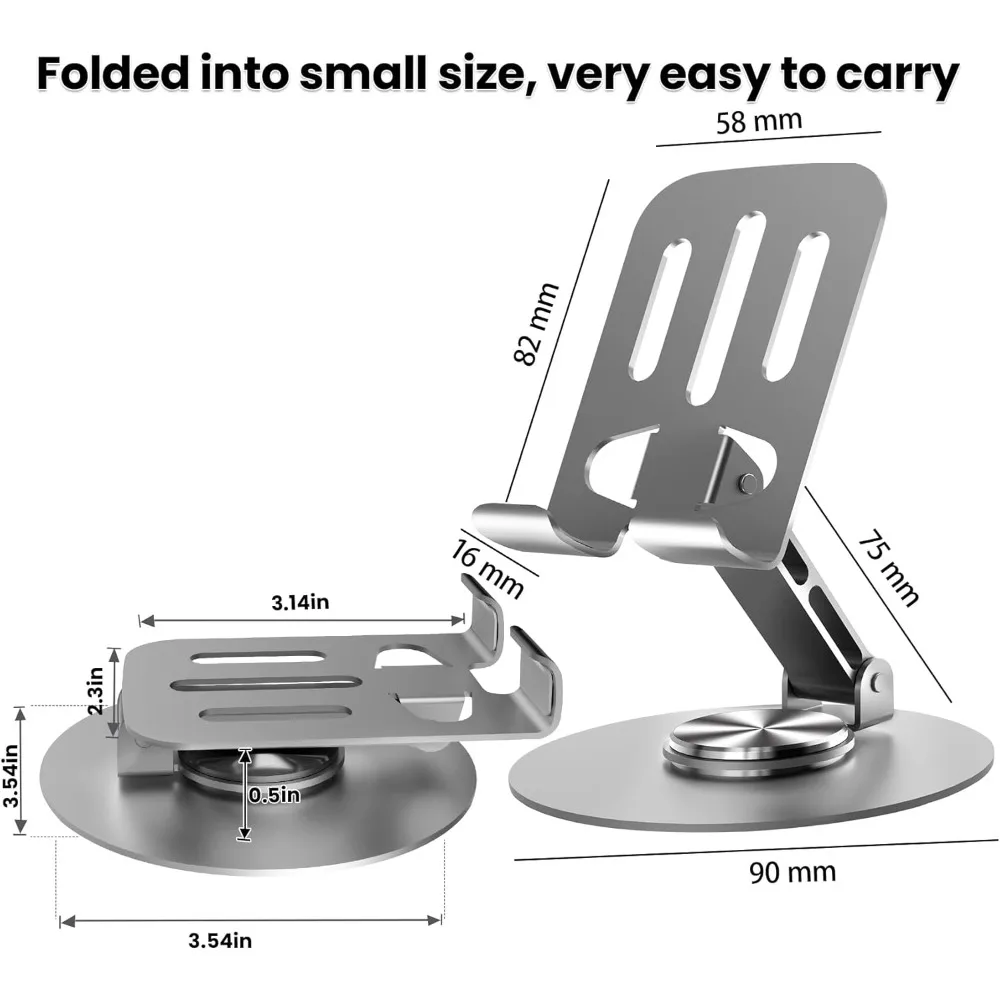 حار بيع. حامل الهاتف الخليوي المعدني الرمادي العالمي، متعدد الملاك قابل للتعديل 360 °   حامل هاتف معدني قابل للدوران غير قابل للانزلاق - توصيل مجاني