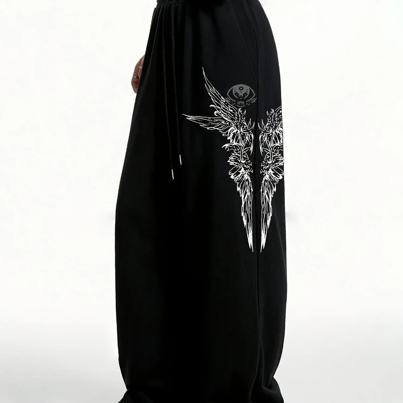 

Осенние повседневные спортивные брюки с узором крыльев, американские модные мужские свободные спортивные повседневные брюки, американские повседневные брюки