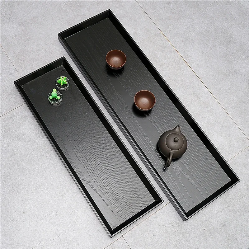 

Wooden Tray Japanese Style Black Creativity Rectangle 66cm Coffee Tea Set Pallet Food Cake Plate Home Kitchen Storage Supplies