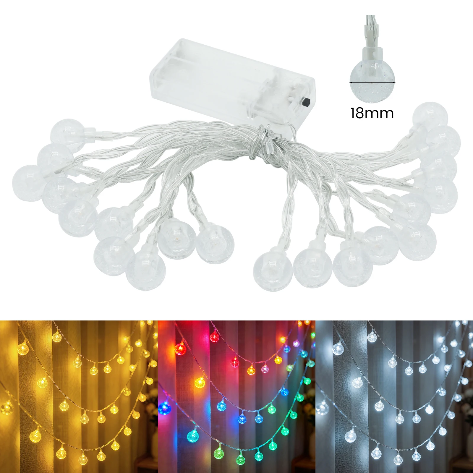 USB/Battery Powered String Lights 10/20/40/80 LEDs Crystal Globe Balls Waterproof Fairy Garland For Outdoor Garden Xmas Wedding