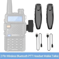 2PCS Baofeng Walkie Talkie 2 Pin Wireless Bluetooth PTT Headset Earpiece K Plug Type-C UV-5R BF-888S 21 Pro Quansheng UV-K5 K6