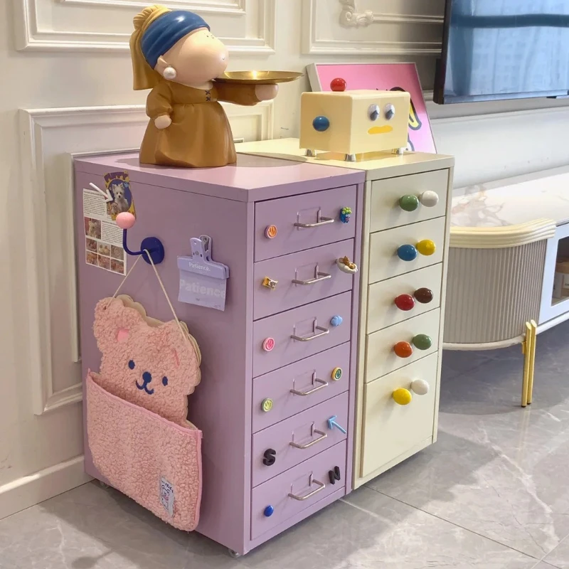 Flat drawer cabinet Iron storage cabinet Rental locker Small apartment bedside table Cosmetics storage