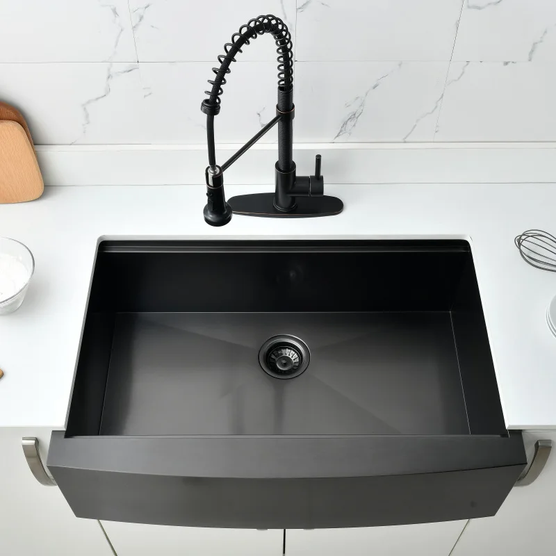 High Quality Black Kitchen Sink 33*22 inch 838*558mm Big Single sink Undercounter SUS304 Stainless steel Luxury Kitchen Sink