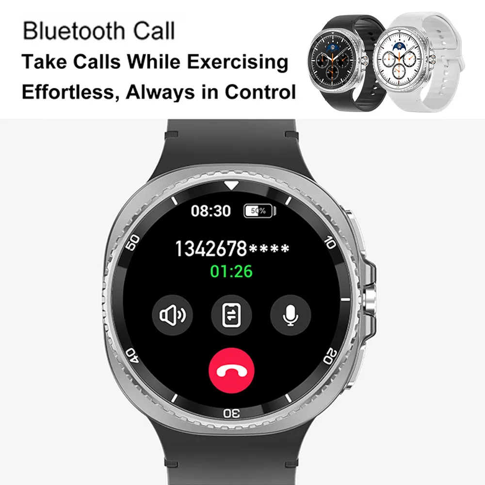 New Watch 8 Classic Smart Watch Men HD AMOLED Screen GPS Motion trajectory Heart Rate Bluetooth Call 1.53" Smart Watch