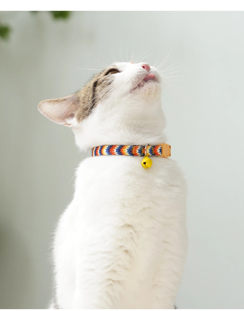 1Pc Colorful Cute Bell Collar Adjustable Buckle Cat Collar Pet Supplies Footprint Personalized Kitten Collar Small Dog Accessory