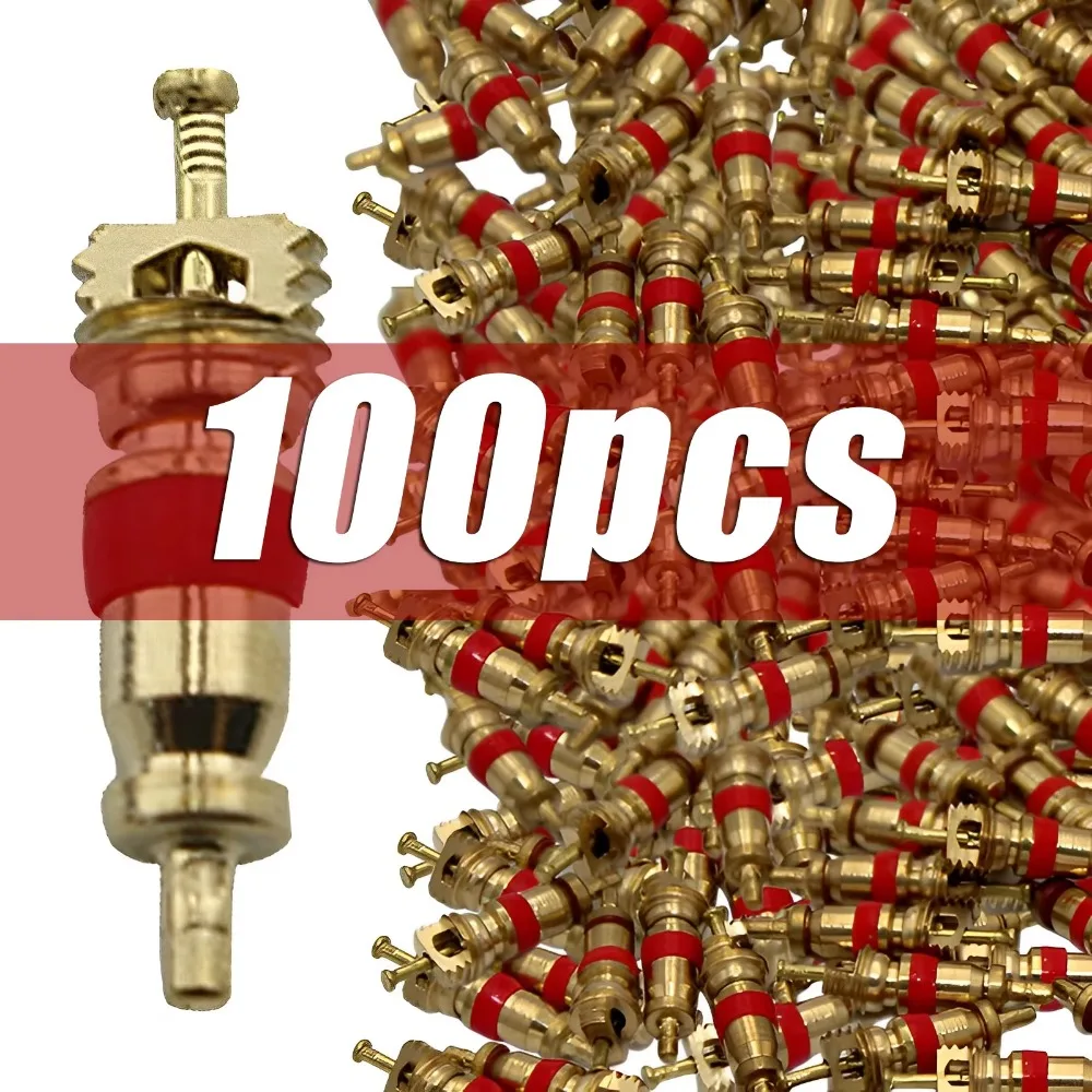 100pcs Copper Tire Valve Core Replacement Tire Repair Tool Tire Exhaust Valve Car Truck Bike Motorcycle Wheel with Zinc Plated
