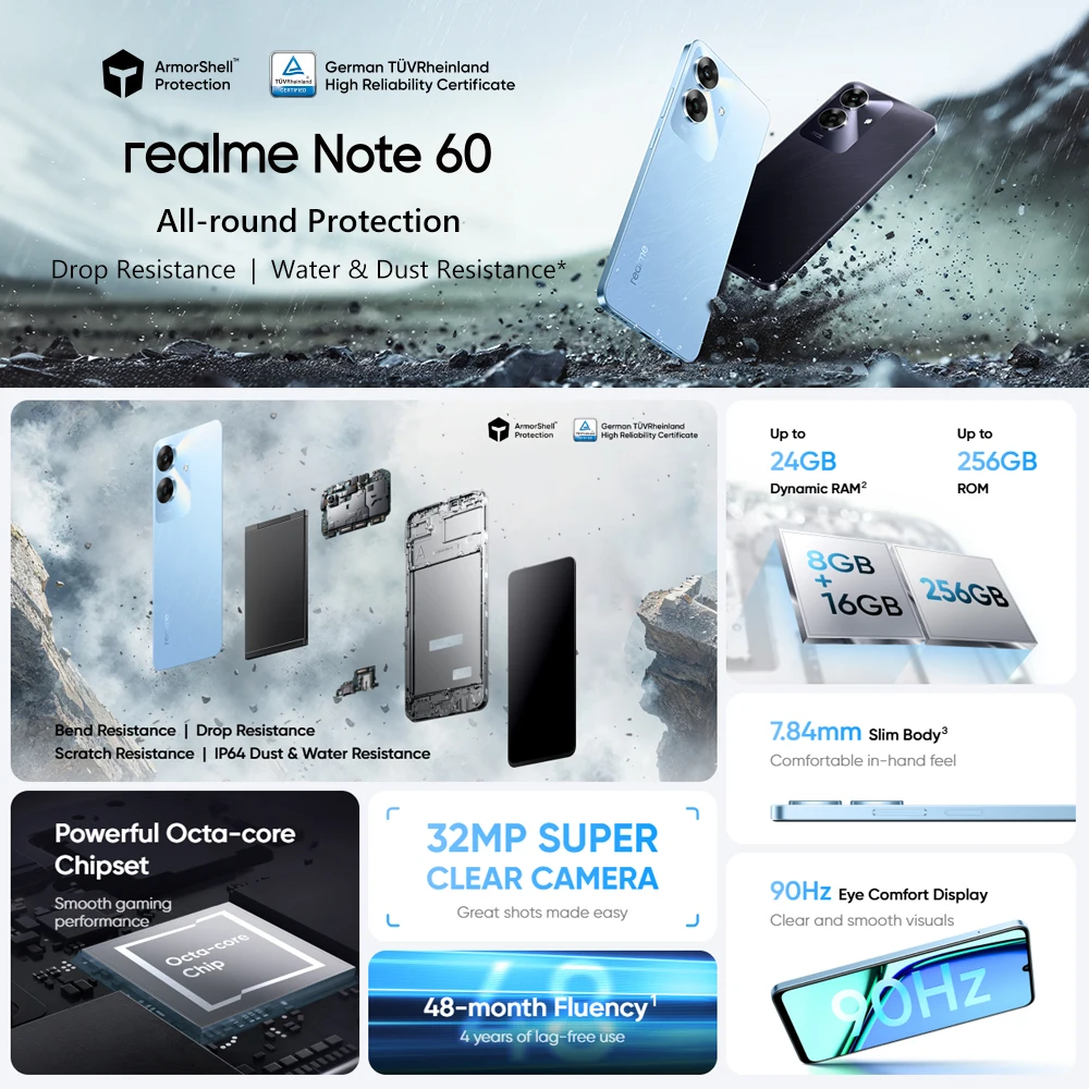 هاتف Realme Note 60 4G الذكي 4GB Ram 256GB Rom 5000mAh