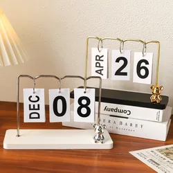 Minimalist Wooden Creative Teddy Bear, Flip Calendar, Office Desk Decoration, Small Ornament