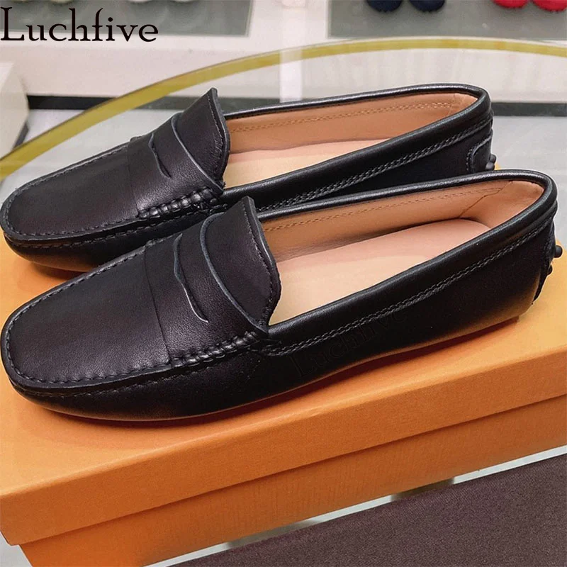 Summer Hot Doudou Shoes Women's Loafers Flat Shoes Casual Slip-on Walk Shoes Runway Formal Business Genuine Leather Shoes Woman