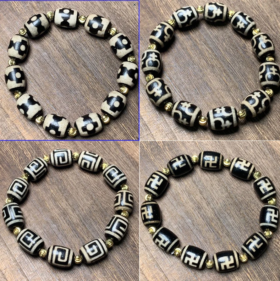 Natural stone Tibetan black and white agate stone men and women DIY wear gifts