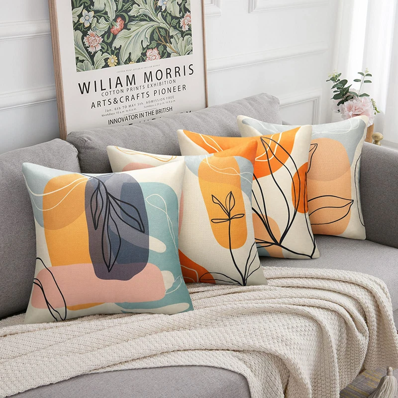 

New Scandinavian Abstract Art Pillow Sets Floral Leaves Home Sofa Bed Head Cushion Sleeping Pillow Cushion Sets