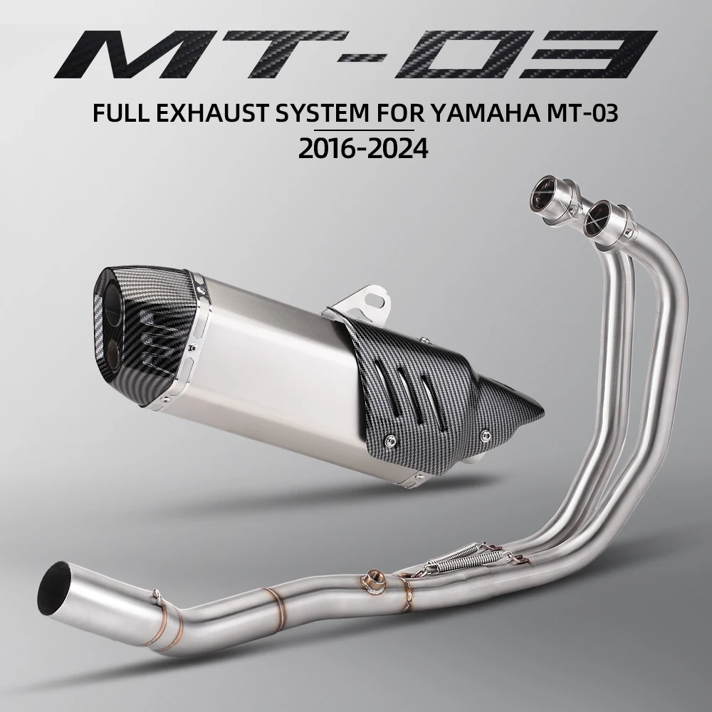 

Motorcycle Exhaust Full System Escape Front Pipe Slip On with Cover Double Hole Muffler For Yamaha YZ MT03 51mm