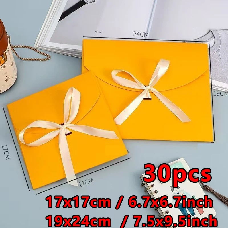 30 Uds. Sobre de 17x17cm, bolsa blanca, cajas de tarjetas, caja de azúcar, pendientes de dulces, collar, papel de alta calidad de 250g, almacenamiento de invitación de boda