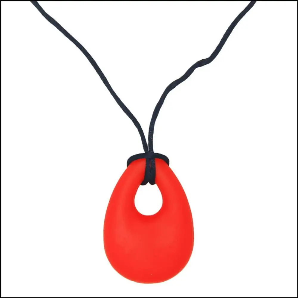 Teardrop Soother Necklace Biting Toy for Newborn Baby Chewy Necklace Anti Autism ADHD Sensory Chewing Pendant Teething Toys