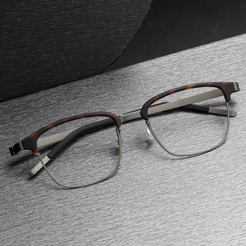 Denmark Titanium Square Half Frame Screwless Frame Glasses Men Optical 9835 lunette de vue homme  monturas de lentes hombre