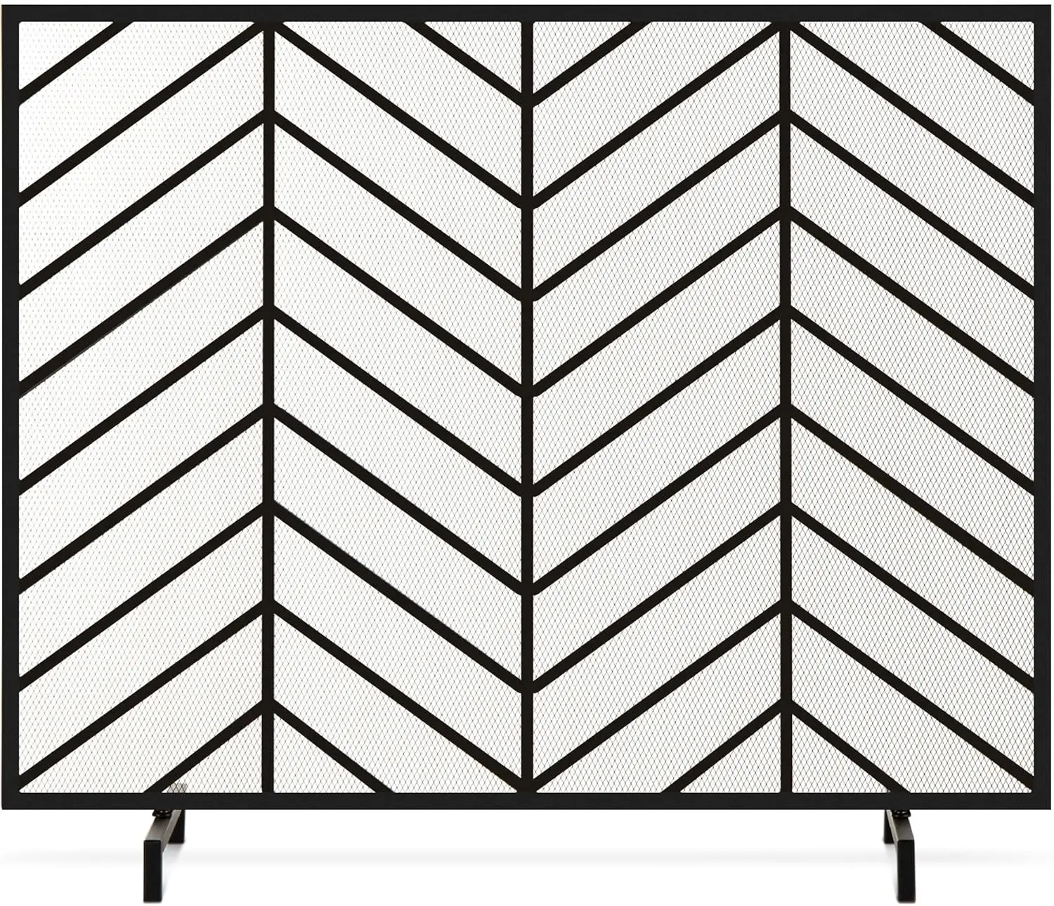 Best Choice Products 38x31in Single Panel Handcrafted Wrought Iron Mesh Chevron Fireplace Screen,Fire Spark Guard forLiving Room