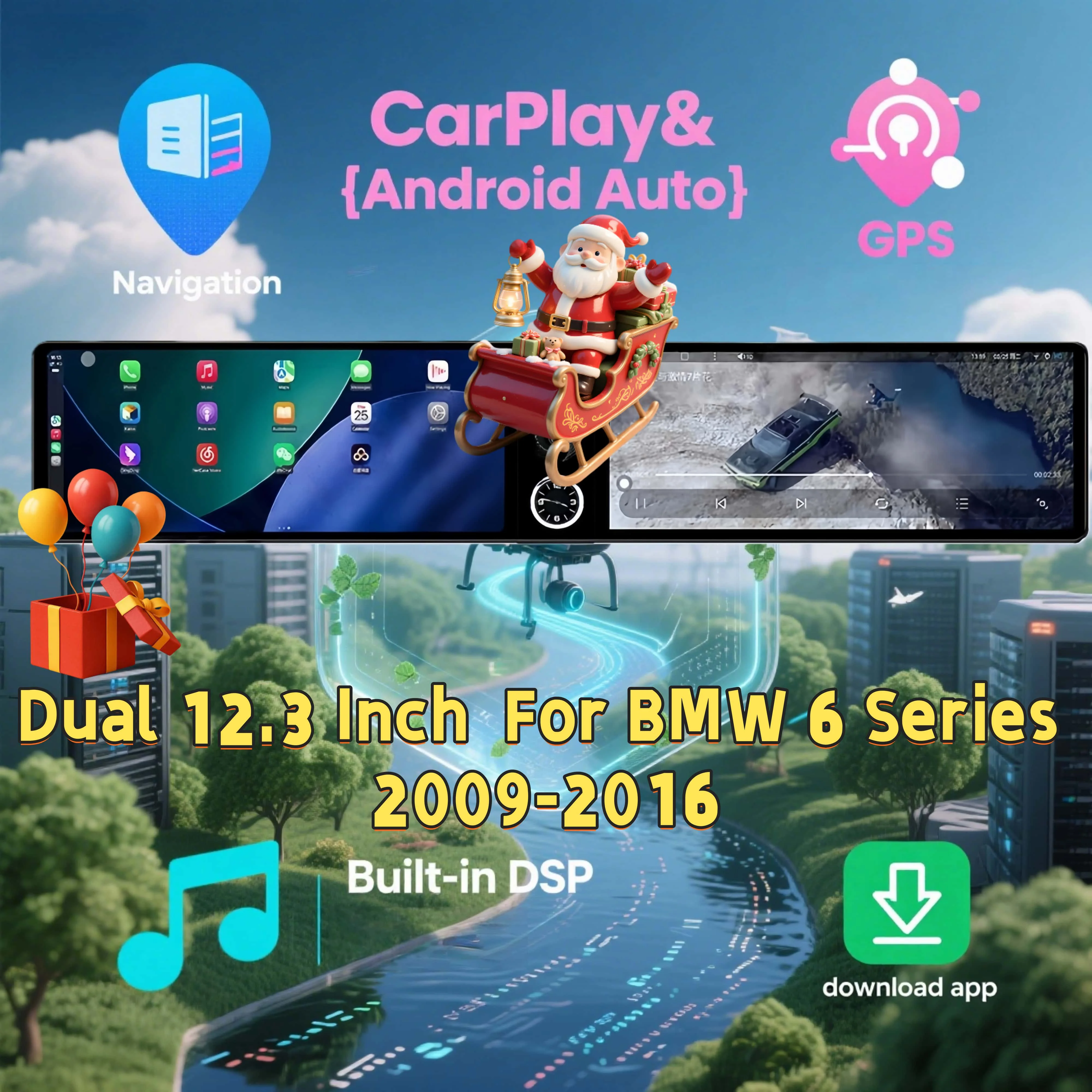 

Android 13 Multimedia Player For BMW 6 Series 2009-2016 Wireless CarPlay Stereo Navigation Head Bluetooth Dual Screen LHD RHD