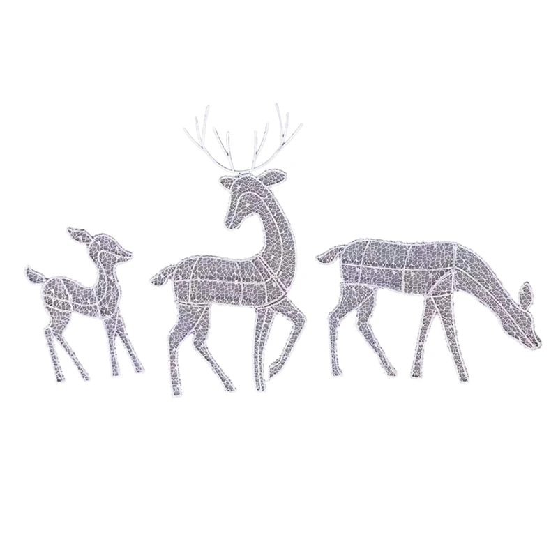 

Craft Christmas Deer With Light Deer Family, 3-Piece Set Reindeer For Yard Patio Lawn Garden Party Decor