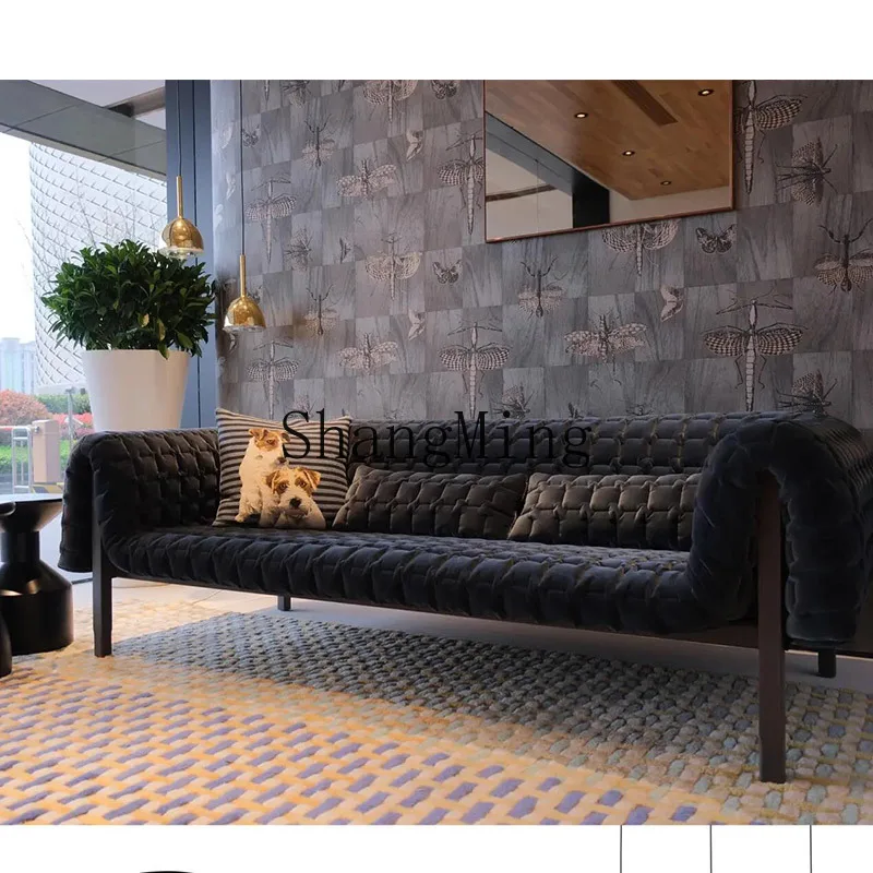 

LXY fabric single sofa living room straight row solid wood leisure sofa chair
