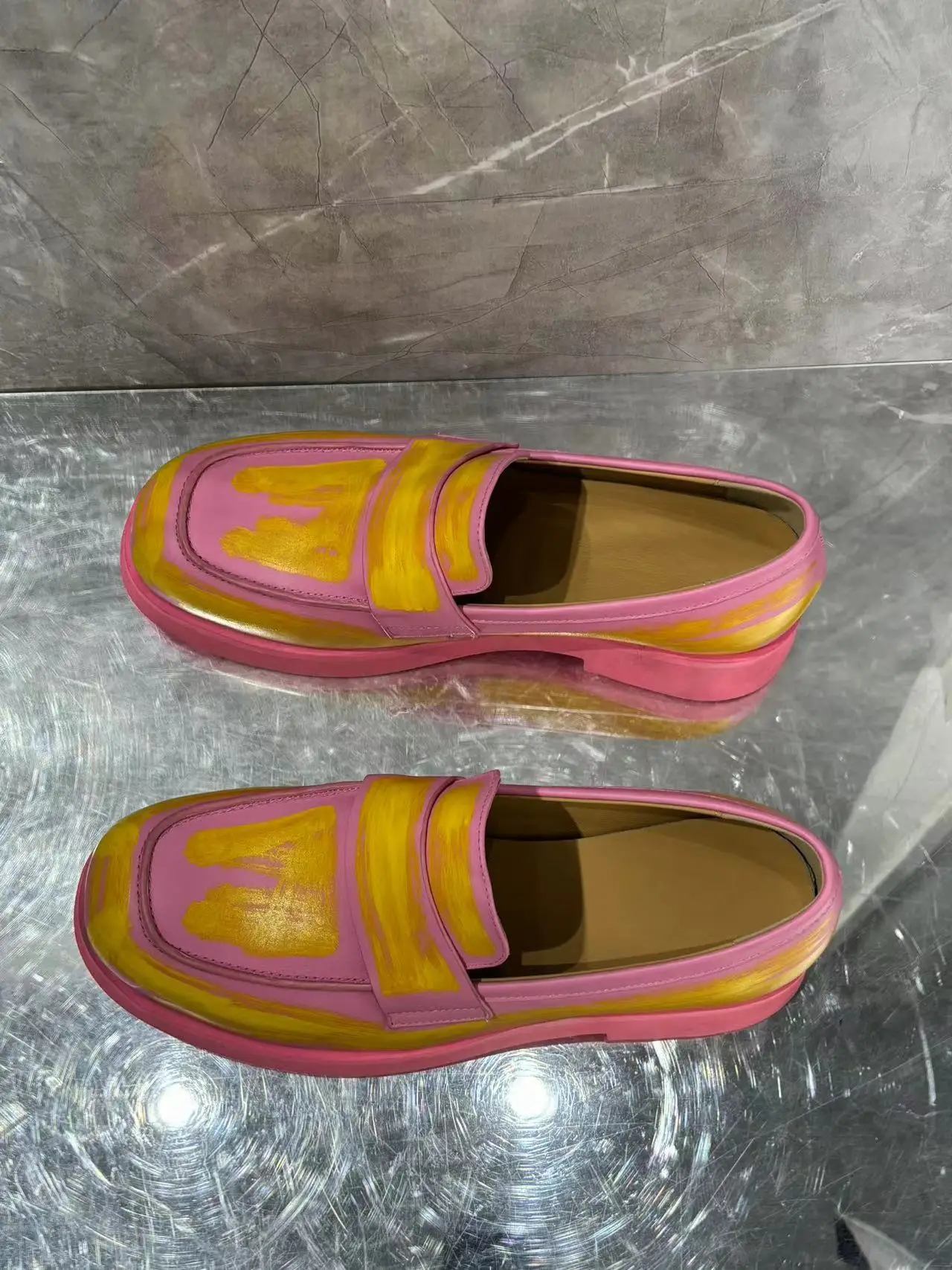 

Яркие мужские кожаные туфли в стиле пэчворк с носком, формальные туфли на плоской подошве на низком каблуке для офисной работы, мужские повседневные офисные мужские туфли без шнуровки