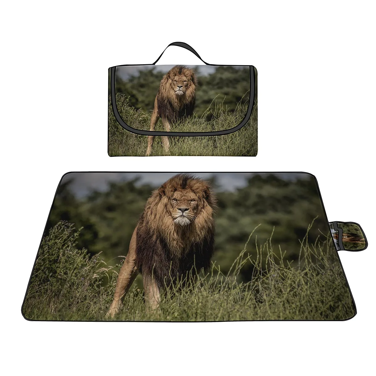 

Ferocious Lion Waterproof Picnic Blankets,Beach Blanket Sandproof Lightweight Beach Mat,Portable Picnic Mat for Outdoor Travel