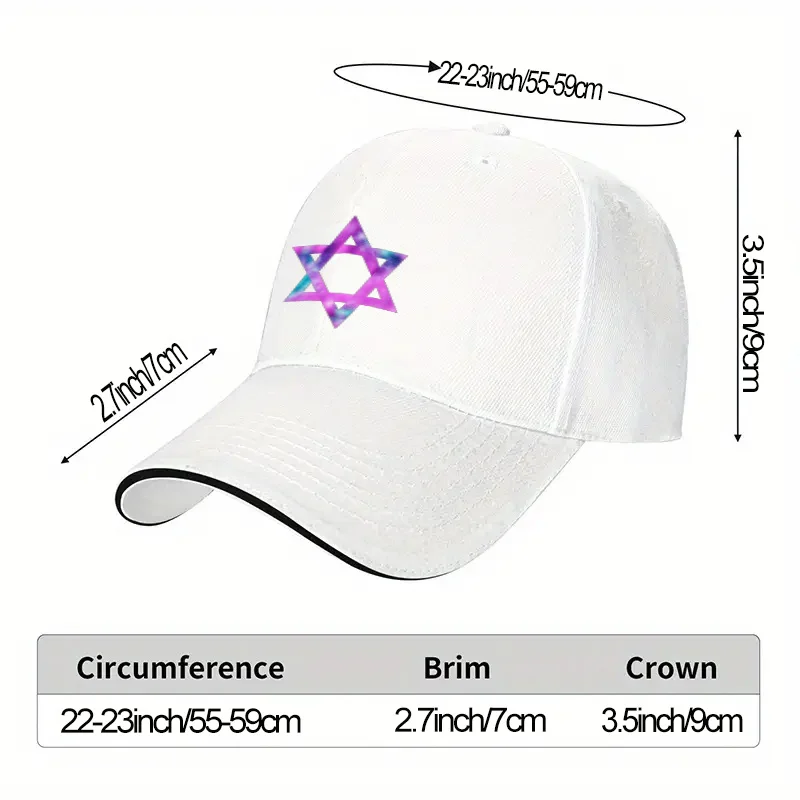 Galaxy Star of David Baseball Cap Abstract Tie Dye Religious Unisex Adult Polyester Adjustable Sun Hat