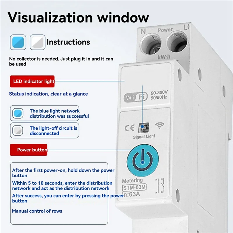 FFYY-TUYA Wifi interruptor inteligente 63A 1P + N Kwh medición de energía monitoreo disyuntor temporizador relé MCB