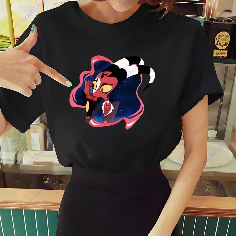 Women\'s Helluva Boss T Shirt Summer Short Sleeve Printed Chewing Print Funny Harajuku Tshirt Tops Men\'s T-shirt Streetwear