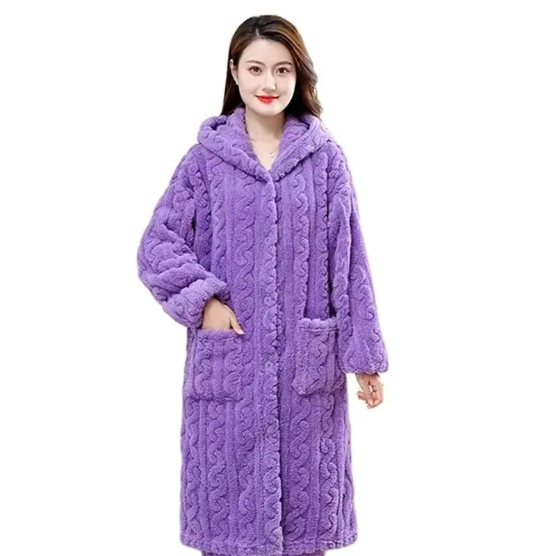 

Fashion Flannel Sleepwear Set Female Pajamas 2023 New Women's Autumn Winter Coral Velvet Long Pyjamas 2-Piece Set Home Clothing