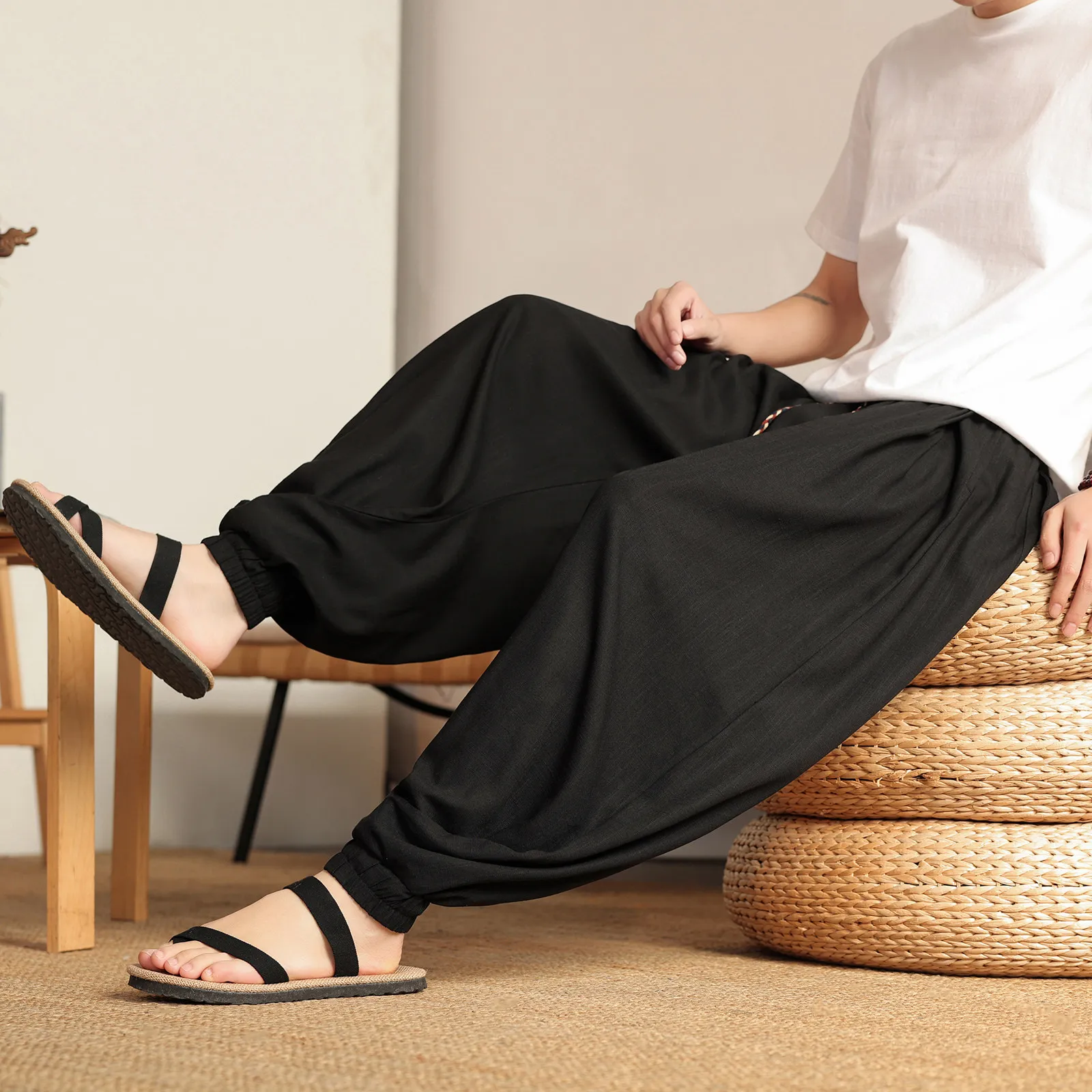 

Мужские брюки-джоггеры в японском стиле, хит продаж, комфортные, повседневные, с эластичным поясом, дышащие, широкие штанины, большие размеры до 8XL