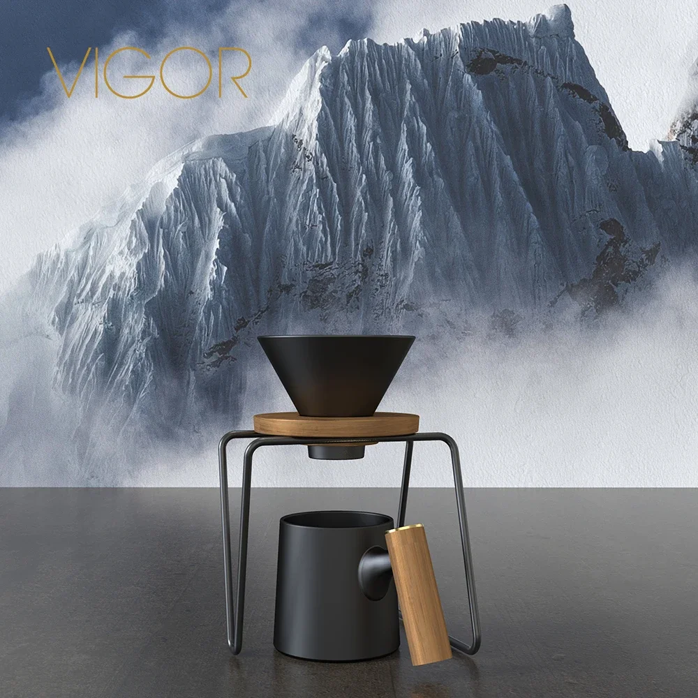 Eco Premium Black Ceramic Hot Coffee Drip Coffee Dripper Coffee Filter Dripper Maker And Stand Set