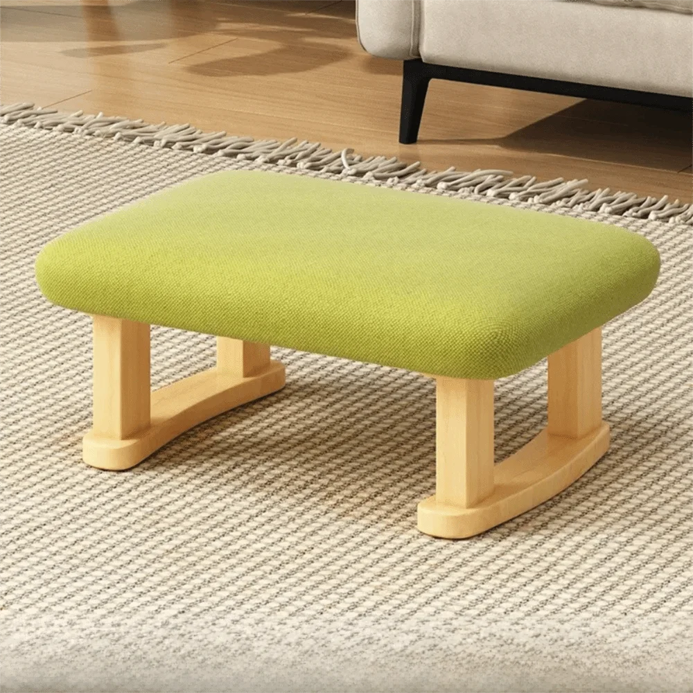 Smooth Solid Wood Foot Stool Burr-Free Edges Stable Support Legs Foot Rest Compact Size Rounded Edges Wooden Stool Household Use