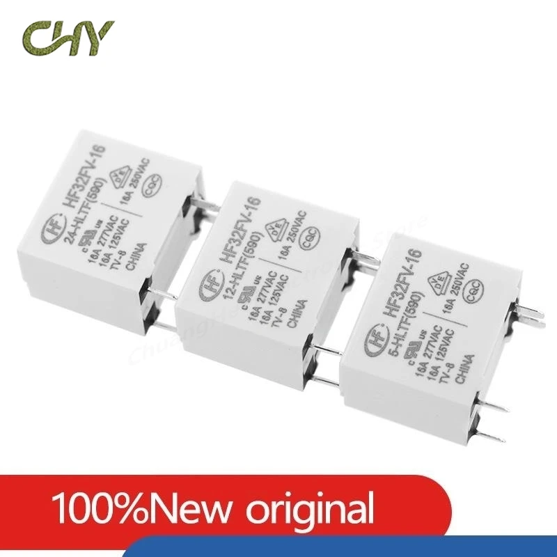 5Pcs/Lot Relay HF32FV-16 5-HLTF 12-HLTF 24-HLTF  HF32FV-16-12-HLTF HF32FV-16-24-HLTF A set of Normally Open 4PIN 16A 277VAC